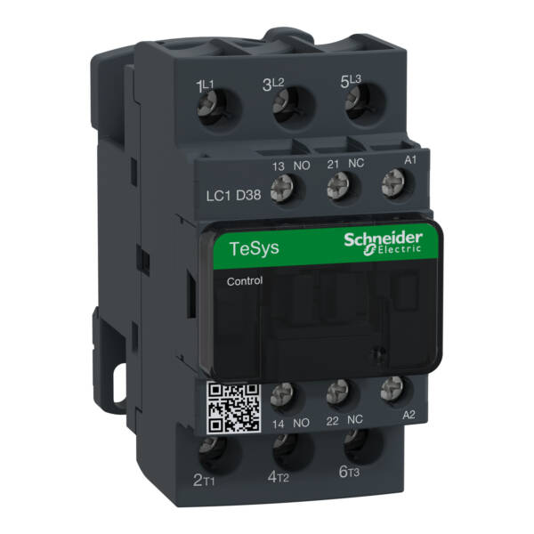 TeSys D contactor - 3P(3 NO) - AC-3 - <= 440 V 38 A - 480 V AC 50/60 Hz coil - Schneider Electric - LC1D38T7