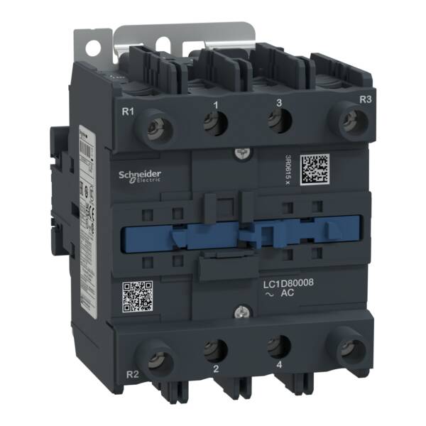 TeSys D contactor - 4P(2 NO + 2 NC) - AC-1 <= 440 V 125 A 230 V AC 50/60 Hz coil - Schneider Electric - LC1D80008P7