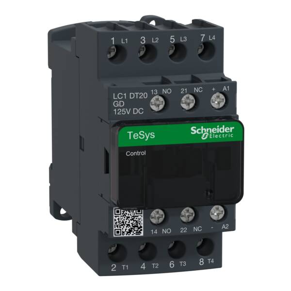 TeSys D contactor - 4P(4 NO) - AC-1 - <= 440 V 20 A - 125 V DC standard coil - Schneider Electric - LC1DT20GD