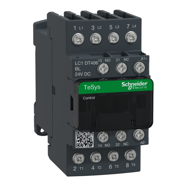 TeSys D contactor - 4P(4 NO) - AC-1 - <= 440 V 40 A - 24 V DC low cons coil - Schneider Electric - LC1DT406BL