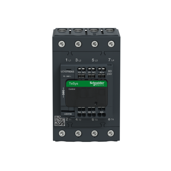 TeSys D contactor - 4P(4 NO) - AC-1 - <= 440 V 60 A - 24 V DC standard coil - Schneider Electric - LC1DT60A3BD