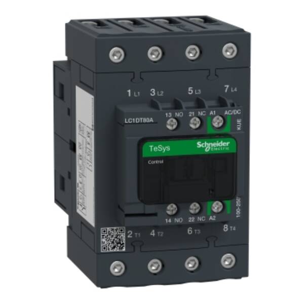 TeSys D contactor 4P 80A AC-1 up to 440V coil 100-250V AC/DC Everlink - Schneider Electric - LC1DT80AKUE