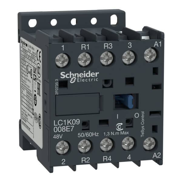 TeSys K contactor - 4P (2 NO + 2 NC) - AC-1 <= 440 V 20 A - 230...240 V AC coil - Schneider Electric - LC1K09008U7
