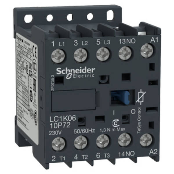 TeSys K contactor - 3P - AC-3 <= 440 V 9 A - 1 NO aux. - 110 V AC coil - Schneider Electric - LC1K0910F72