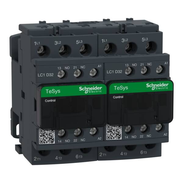 TeSys D reversing contactor - 3P(3 NO) - AC-3 - <= 440 V 32 A - 230 V AC coil - Schneider Electric - LC2D32P7