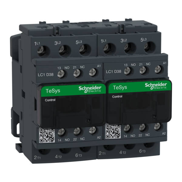 TeSys D reversing contactor - 3P(3 NO) - AC-3 - <= 440 V 38 A - 110 V AC coil - Schneider Electric - LC2D38F7