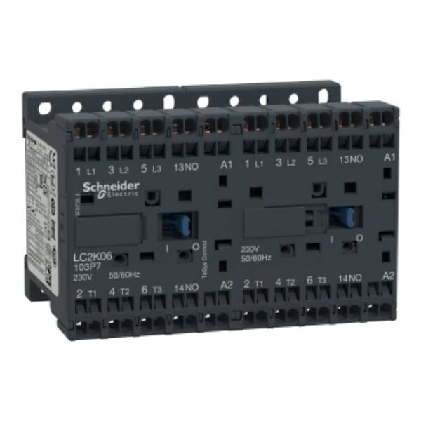 TeSys K reversing contactor - 3P - AC-3 <= 440 V 9 A - 1 NO - 48 V AC coil - Schneider Electric - LC2K09103E7