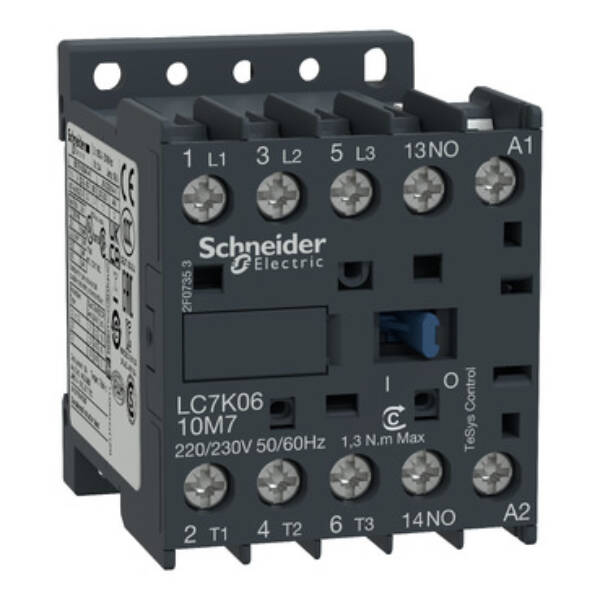 TeSys K contactor - 3P - AC-3 <= 440 V 12 A - 1 NO aux. - 110 V AC coil - Schneider Electric - LC7K1210F7