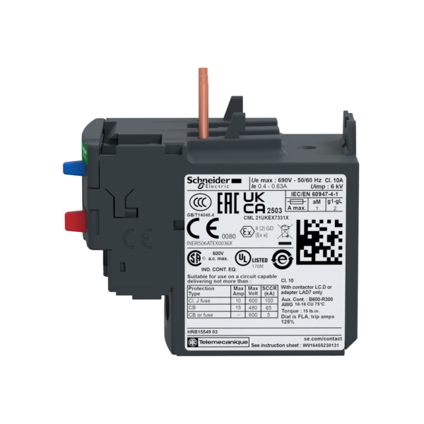 TeSys LRD thermal overload relays - 0.4...0.63 A - class 10A - Schneider Electric - LRD046