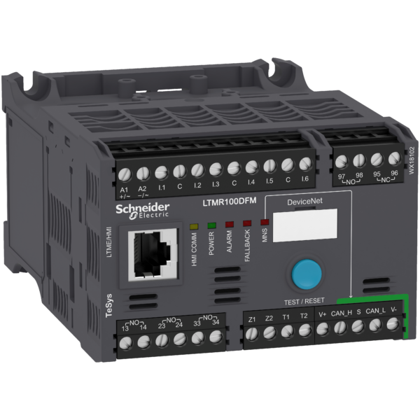 Motor Management, TeSys T, motor controller, DeviceNet, 6 logic inputs, 3 relay logic outputs, 5 to 100A, 100 to 240 VAC - Schneider Electric - LTMR100DFM