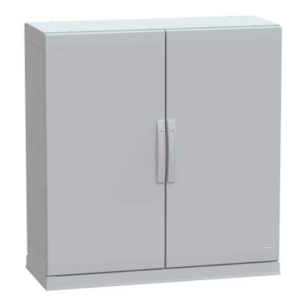 Floor standing encl.polyester vers.PLAZ w/plinth open bottom 1000x1000x420 IP54 - Schneider Electric - NSYPLAZ10104G