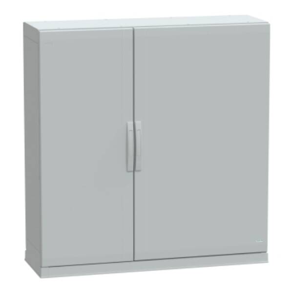 Floor standing encl.polyester vers.PLAZ w/plinth open bottom 1250x1250x420 IP54 - Schneider Electric - NSYPLAZ12124G