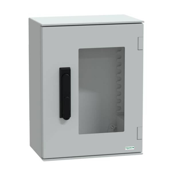 wall-mounting encl. polyester monobloc IP66 430x330x200mm 3p.lock glazed door - Schneider Electric - NSYPLM43TVG