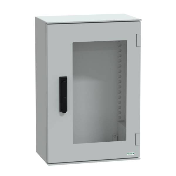 wall-mounting encl. polyester monobloc IP66 647x436x250mm 3p.lock glazed door - Schneider Electric - NSYPLM64TVG