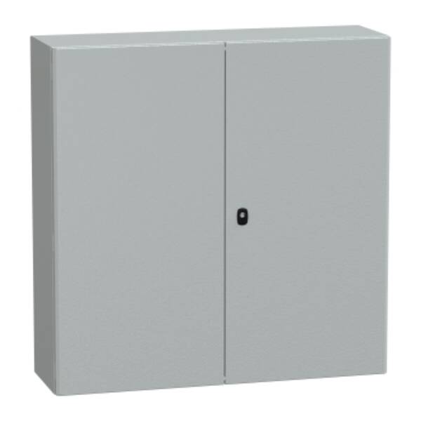"Wall mounted steel enclosure, PanelSeT S3D, double plain door, without mounting plate, 1000x1000x300mm, IP55, IK10" - Schneider Electric - NSYS3D101030D