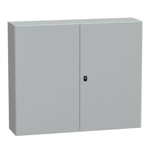 Spacial S3D dbl plain door with mount.plate. H1000xW1200xD300 IP55 IK10 RAL7035. - Schneider Electric - NSYS3D101230DP