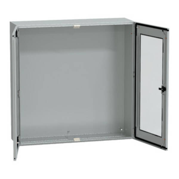 "Wall mounted steel enclosure, PanelSeT S3D, double transparent door, without mounting plate, 1200x1000x300mm, IP55, IK08" - Schneider Electric - NSYS3D121030DT