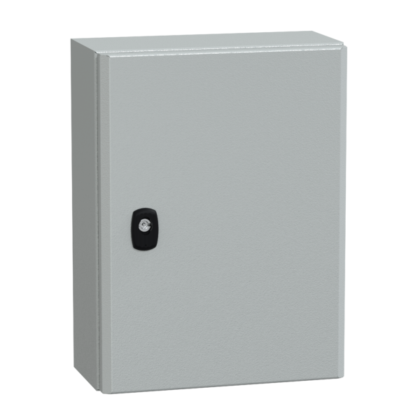 Spacial S3D plain door w/o mount.plate. H400xW300xD150 IP66 IK10 RAL7035. - Schneider Electric - NSYS3D4315