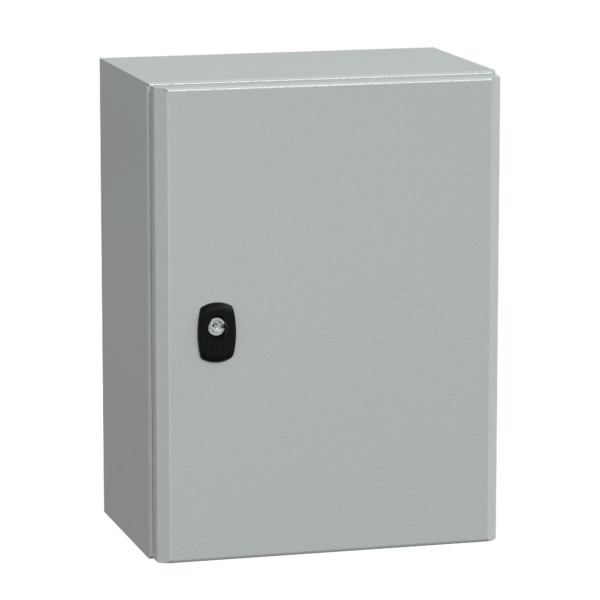 Spacial S3D plain door w/o mount.plate. H400xW300xD200 IP66 IK10 RAL7035. - Schneider Electric - NSYS3D4320