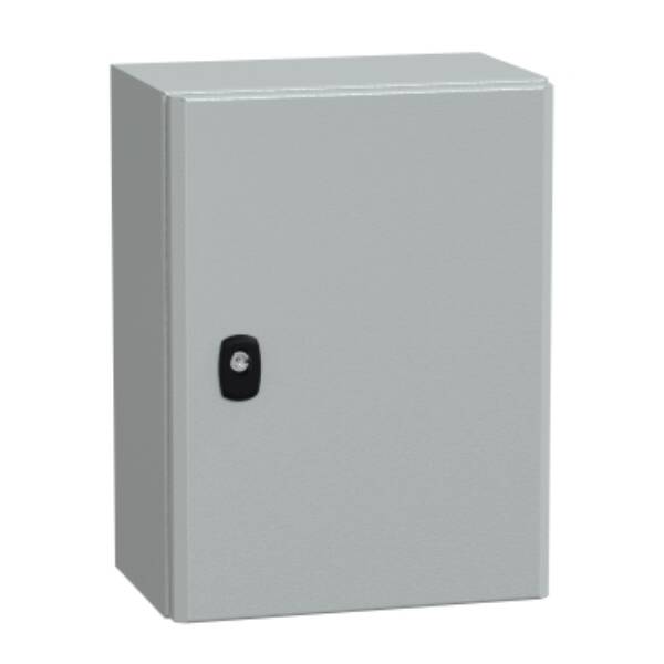 Spacial S3D plain door with mount.plate. H400xW300xD200 IP66 IK10 RAL7035. - Schneider Electric - NSYS3D4320P