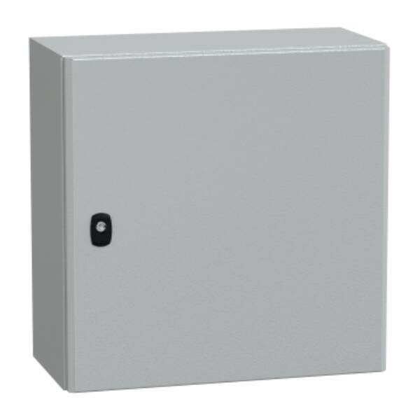 "Wall mounted steel enclosure, PanelSeT S3D, plain door, with mounting plate, 500x500x250mm, IP66, IK10" - Schneider Electric - NSYS3D5525P