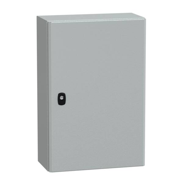 "Wall mounted steel enclosure, PanelSeT S3D, plain door, with mounting plate, 600x400x200mm, IP66, IK10" - Schneider Electric - NSYS3D6420P