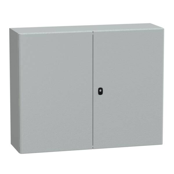 Spacial S3D dble plain door with mount.plate. H800xW1000xD300.IP55 IK10 RAL7035. - Schneider Electric - NSYS3D81030DP