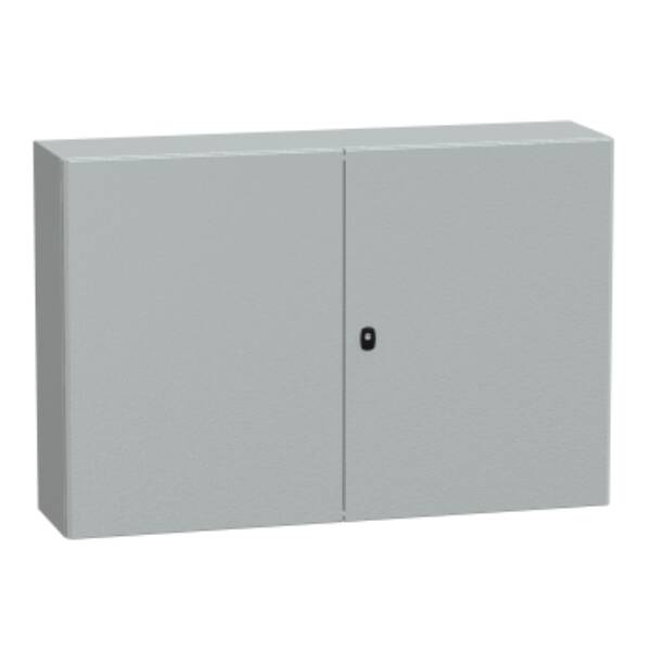 Spacial S3D dble plain door with mount.plate. H800xW1200xD300.IP55 IK10 RAL7035. - Schneider Electric - NSYS3D81230DP