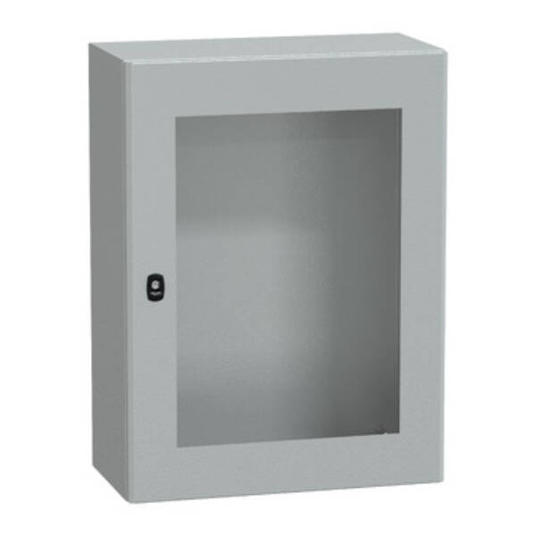 "Wall mounted steel enclosure, PanelSeT S3D, transparent door, without mounting plate, 800x600x300mm, IP66, IK08" - Schneider Electric - NSYS3D8630T