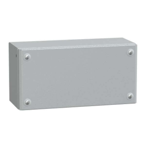 Metal industrial box plain door H150xW300xD120 IP66 IK10 RAL 7035 - Schneider Electric - NSYSBM153012