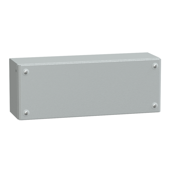 Metal industrial box plain door H150xW400xD120 IP66 IK10 RAL 7035 - Schneider Electric - NSYSBM154012