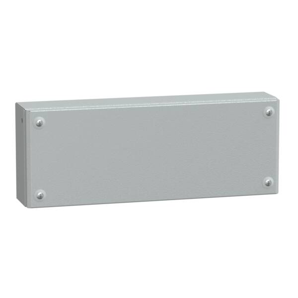 Metal industrial box plain door H150xW400xD80 IP66 IK10 RAL 7035 - Schneider Electric - NSYSBM15408