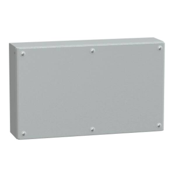 Metal industrial box plain door H300xW500xD120 IP66 IK10 RAL 7035 - Schneider Electric - NSYSBM305012