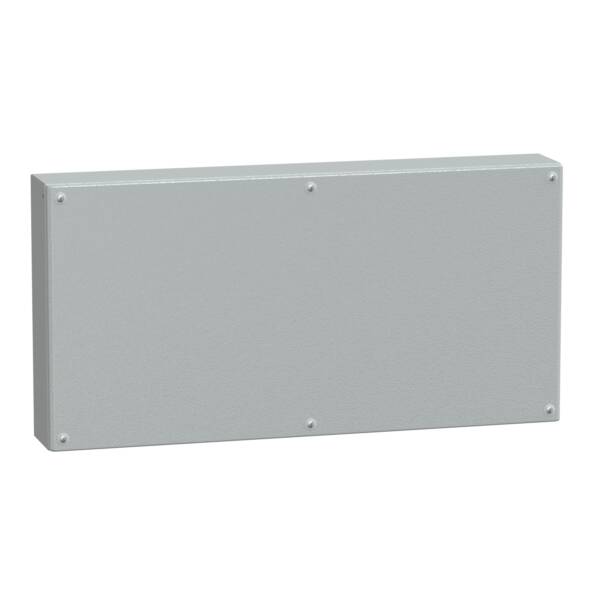 Metal industrial box plain door H400xW800xD120 IP66 IK10 RAL 7035 - Schneider Electric - NSYSBM408012