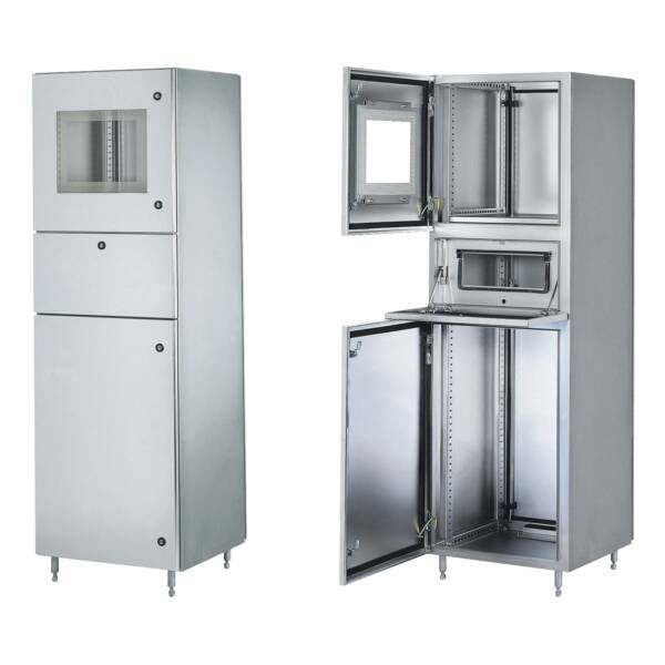 Stainless 304L PC rack, Micro-beading finishing, H1600xW600xD600mm. - Schneider Electric - NSYSMX16660PC