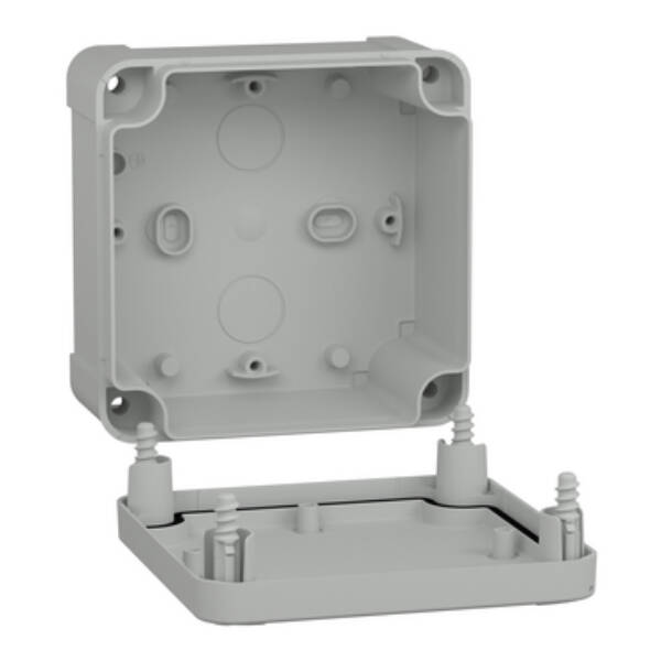 PC box IP66 IK08 RAL7035 Int.H105W105D55 Ext.H116W116D62 opaque PC cover H10 - Schneider Electric - NSYTBP11116