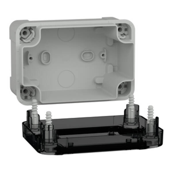 PC box IP66 IK08 RAL7035 Int.H125W80D65 Ext.H138W93D72 Transp.cover H20 - Schneider Electric - NSYTBP1397T