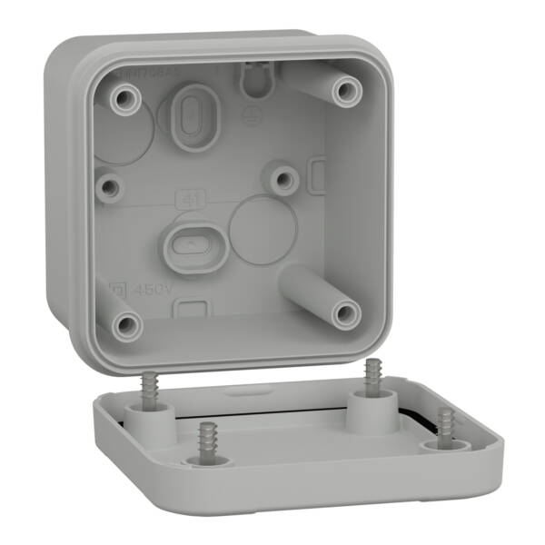 PC box IP66 IK08 RAL7035 Int.H65W65D45 Ext.H74W74D56 opaque PC cover H10 - Schneider Electric - NSYTBP775