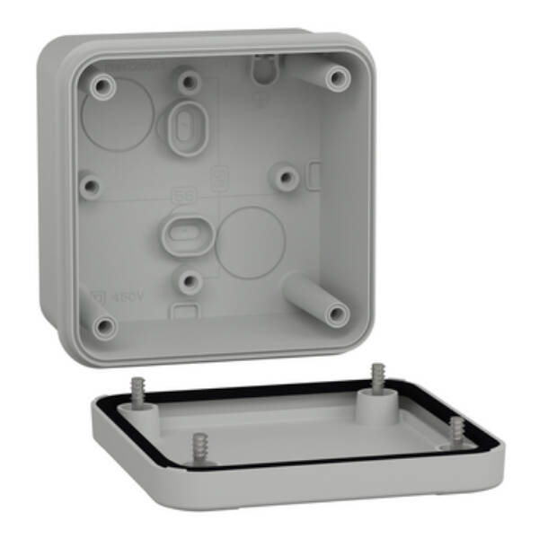 PC box IP66 IK08 RAL7035 Int.H80W80D65 Ext.H89W89D51 opaque PC cover H10 - Schneider Electric - NSYTBP885