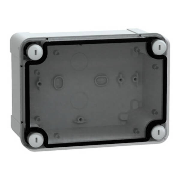 ABS box IP66 IK07 RAL7035 Int.H150W105D80 Ext.H164W121D87 Transp.cover H20 - Schneider Electric - NSYTBS16128T