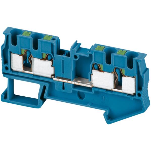 PUSH-IN TERMINAL, FEED THROUGH, 4 POINTS, 4MM², BLUE - Schneider Electric - NSYTRP44BL