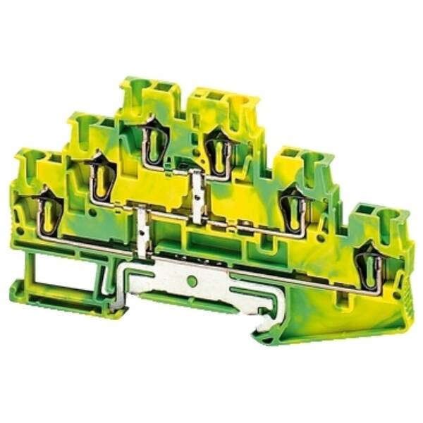 SPRING TERMINAL, 3 LEVELS, PROTECTIVE EARTH, 6 POINTS, 2,5MM², GREEN-YELLOW - Schneider Electric - NSYTRR26TPE