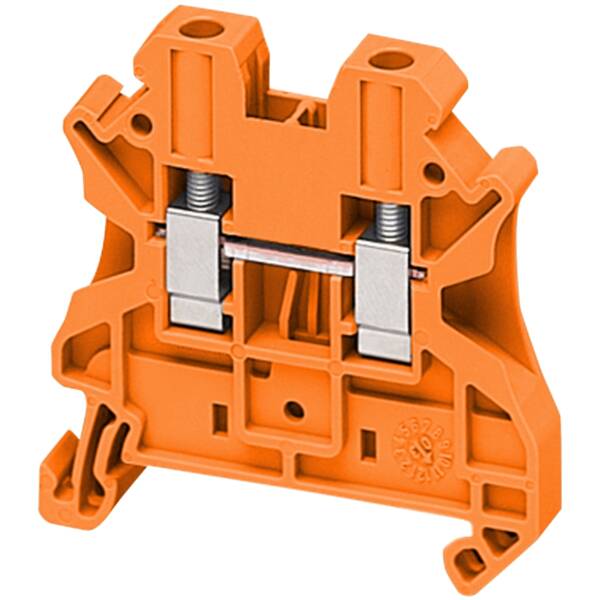 SCREW TERMINAL, FEED THROUGH, 2 POINTS, 4MM² , ORANGE - Schneider Electric - NSYTRV42AR