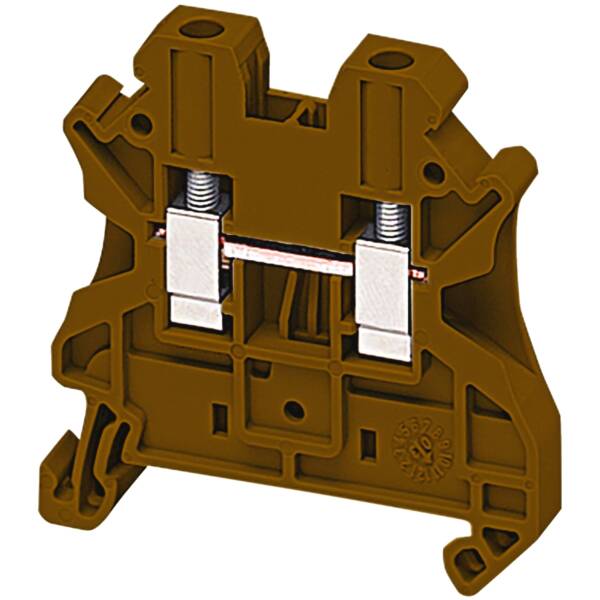 SCREW TERMINAL, FEED THROUGH, 2 POINTS, 4MM² , BROWN - Schneider Electric - NSYTRV42BR