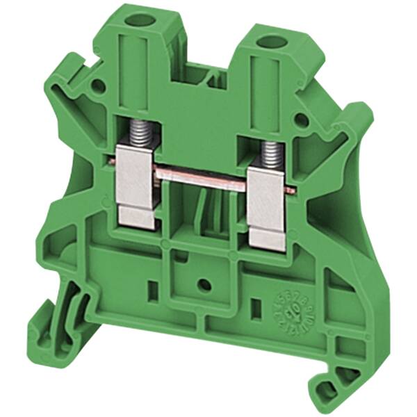 SCREW TERMINAL, FEED THROUGH, 2 POINTS, 4MM² , GREEN - Schneider Electric - NSYTRV42GN