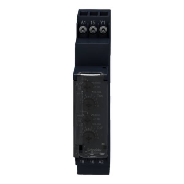 Modular timing relay, 8 A, 1 CO, 1 s..100 h, asymmetrical flashing, 24...240 V AC - Schneider Electric - RE17RLMU