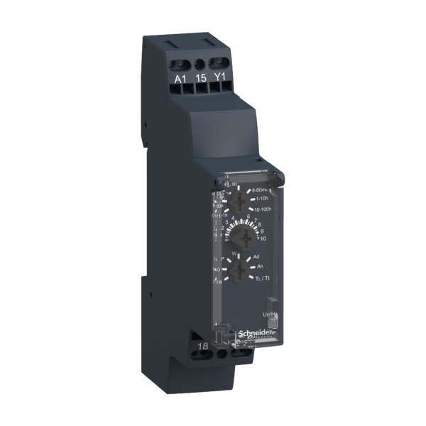 Harmony, Modular timing relay, 8 A, 1 CO, 1 s..100 h,  multifunction, spring terminals, 24 V DC / 24...240 V AC/DC - Schneider Electric - RE17RMXMUS