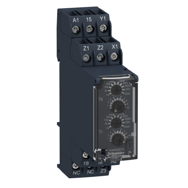 Asym. On and Off-delay Timing Relay - 0.05s…300h - 24…240V AC/DC - 1C/O - Schneider Electric - RE22R1AKMR