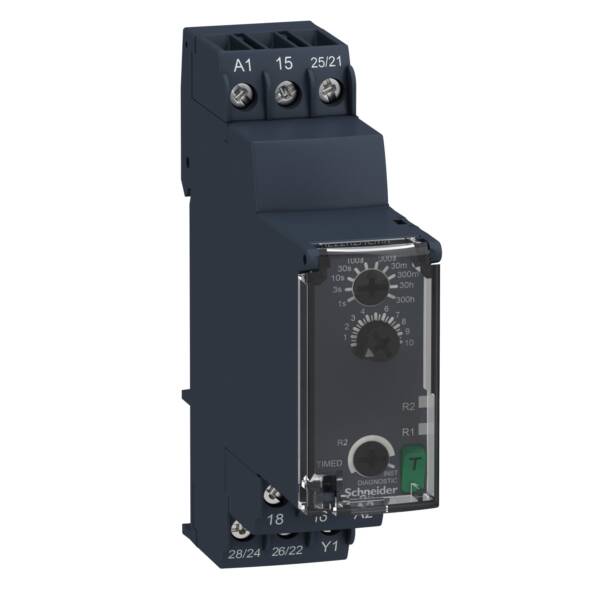 On and Off-delay Timing Relay - 0.05s…300h - 24…240V AC/DC - 2C/O - Schneider Electric - RE22R2ACMR