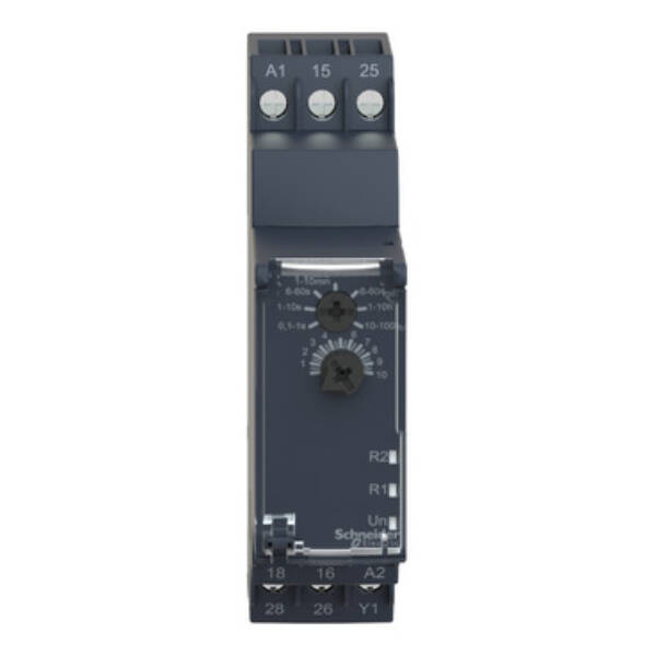 on-delay timing relay - 24VDC/24..240 V AC - 2 C/O - Schneider Electric - RE22R2AMU
